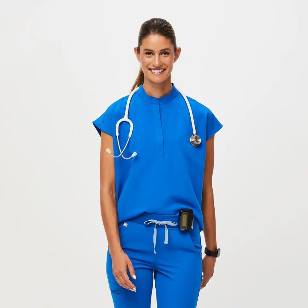 FIGS Royal Blue Rafaela Scrub Top Size Small